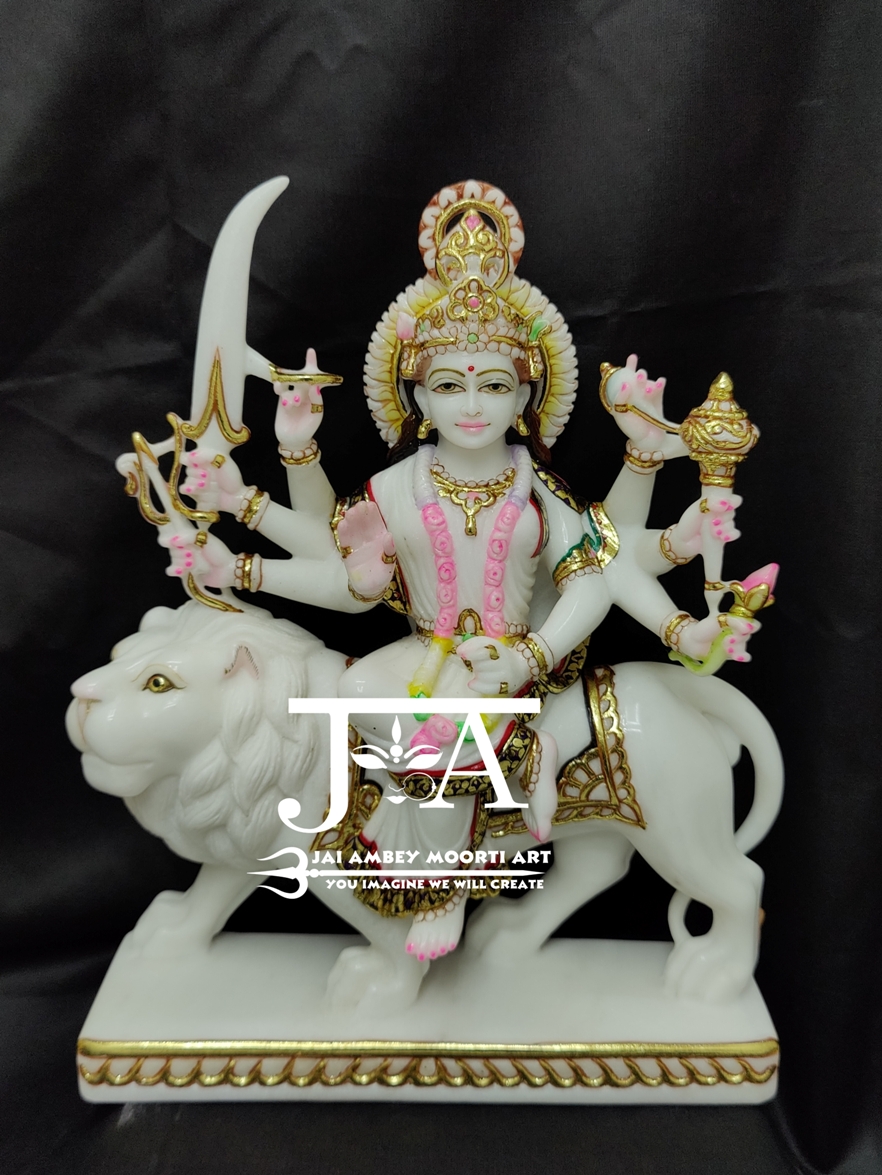 GOLD-PLATED-MARBLE-DURGA-MAA-STATUE